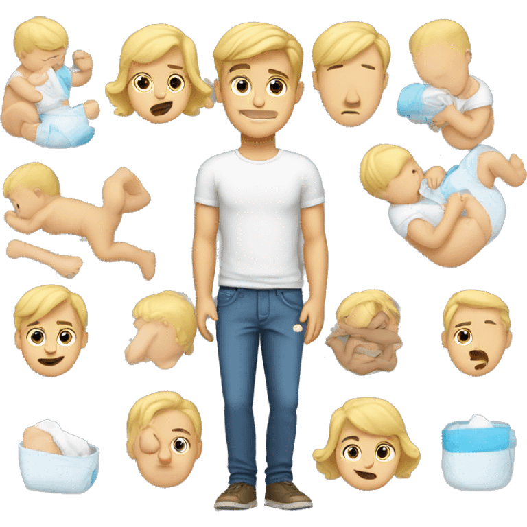 blonde dad changes diaper emoji