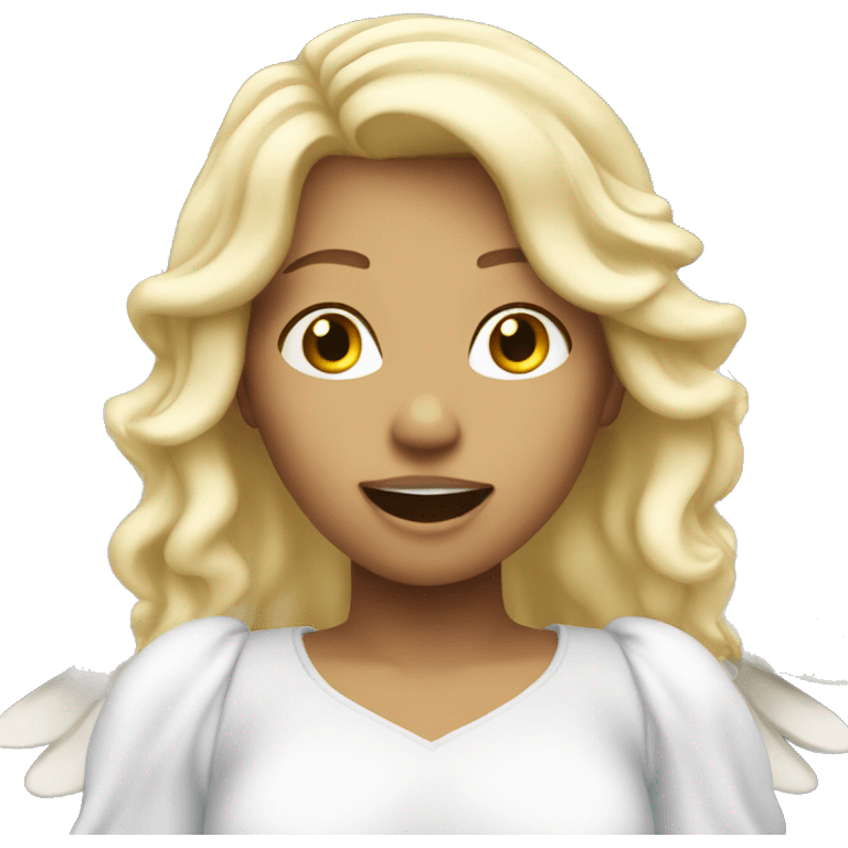 White blonde Angel singing emoji