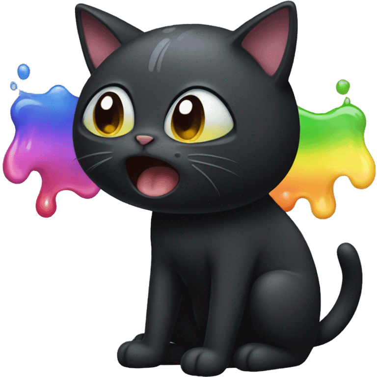 Black Cat vomiting rainbow emoji