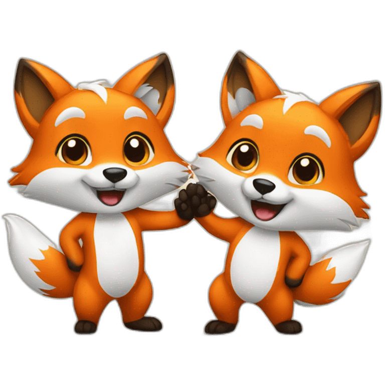 Two Foxes giving a high five emoji