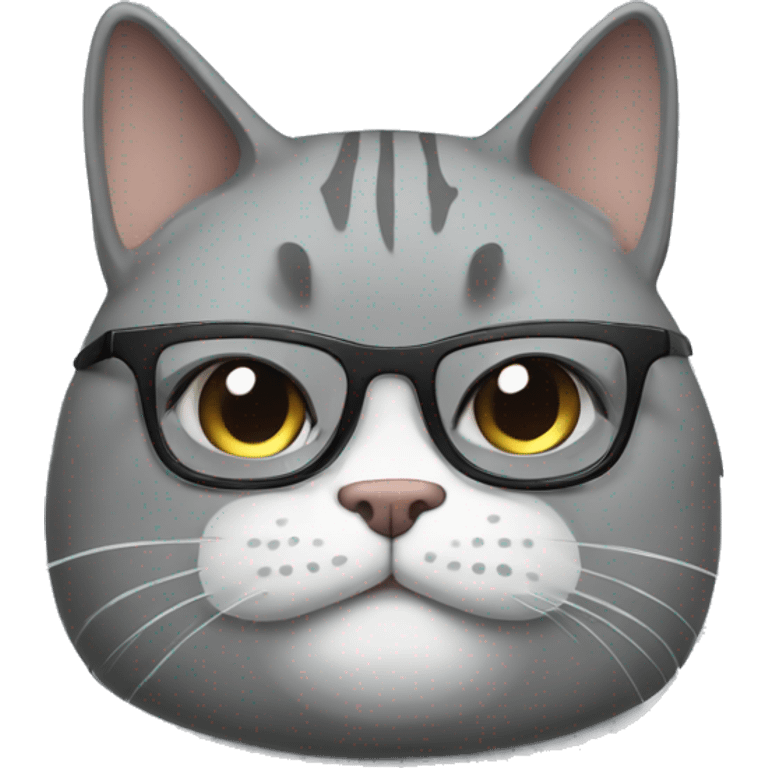 Hipster gray fat cat  emoji