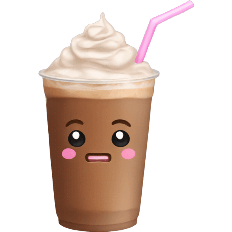 Ice coffee with light pink bow emoji