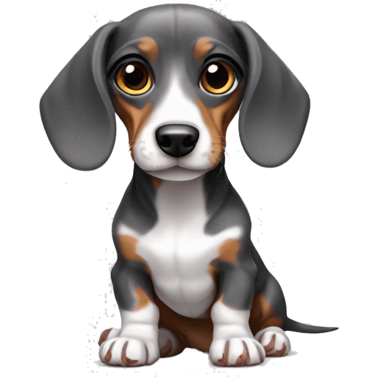 Mini dachshund piebald gray with socks paw emoji