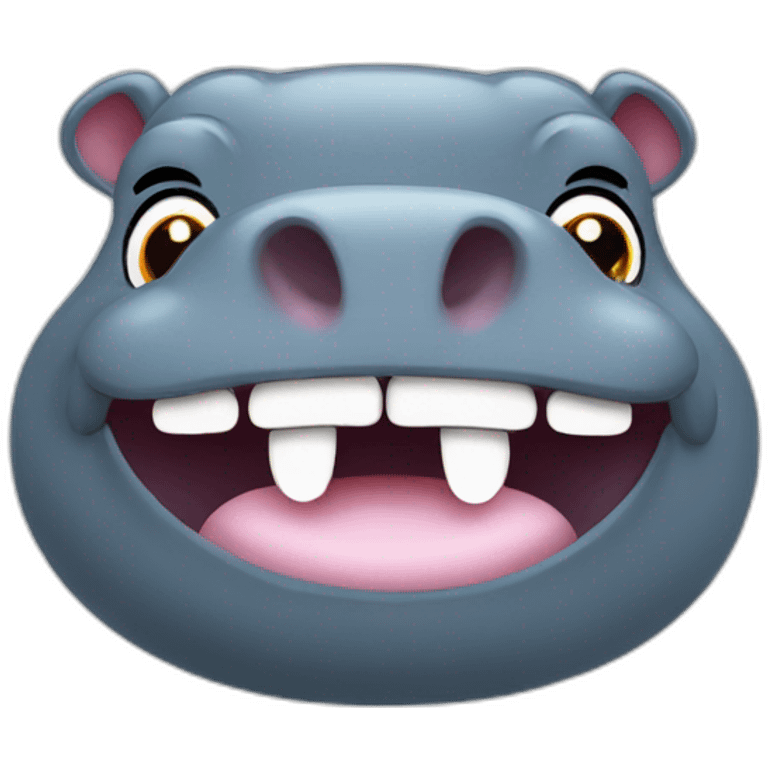 Hippopotamus with a shiny smile emoji