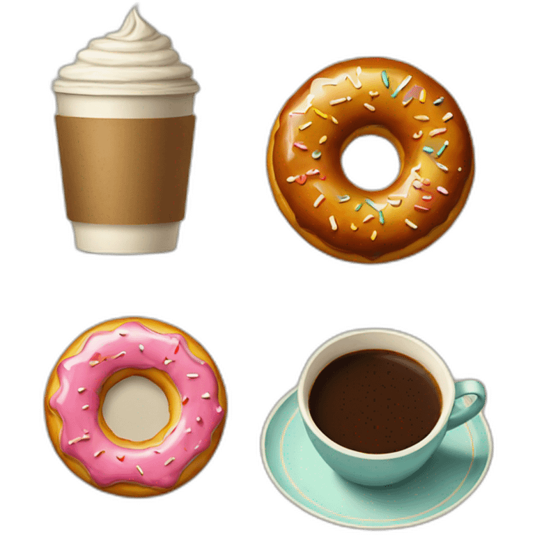 Vintage coffee and donut emoji