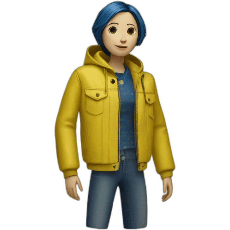 coraline doll yellow jacket emoji