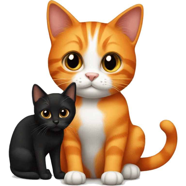 Orange cat with black kitten emoji