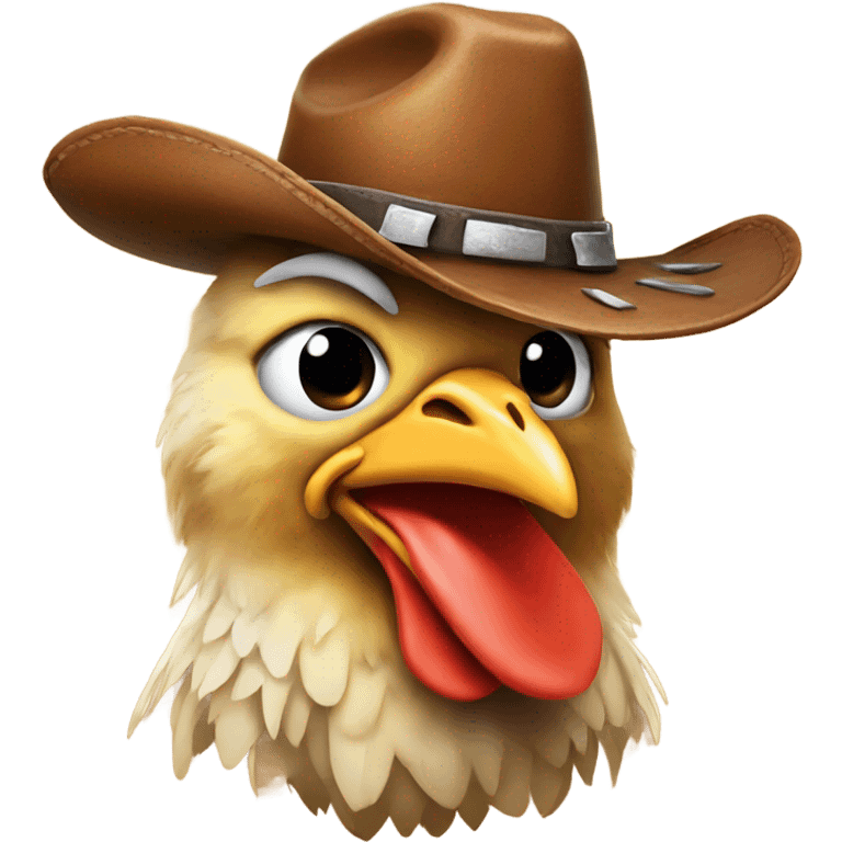 Chicken wearing cowboy hat emoji