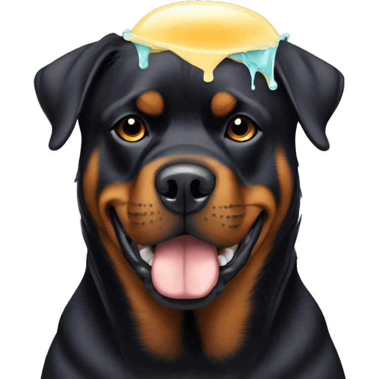 Rottweiler with Shampoo on his head  emoji