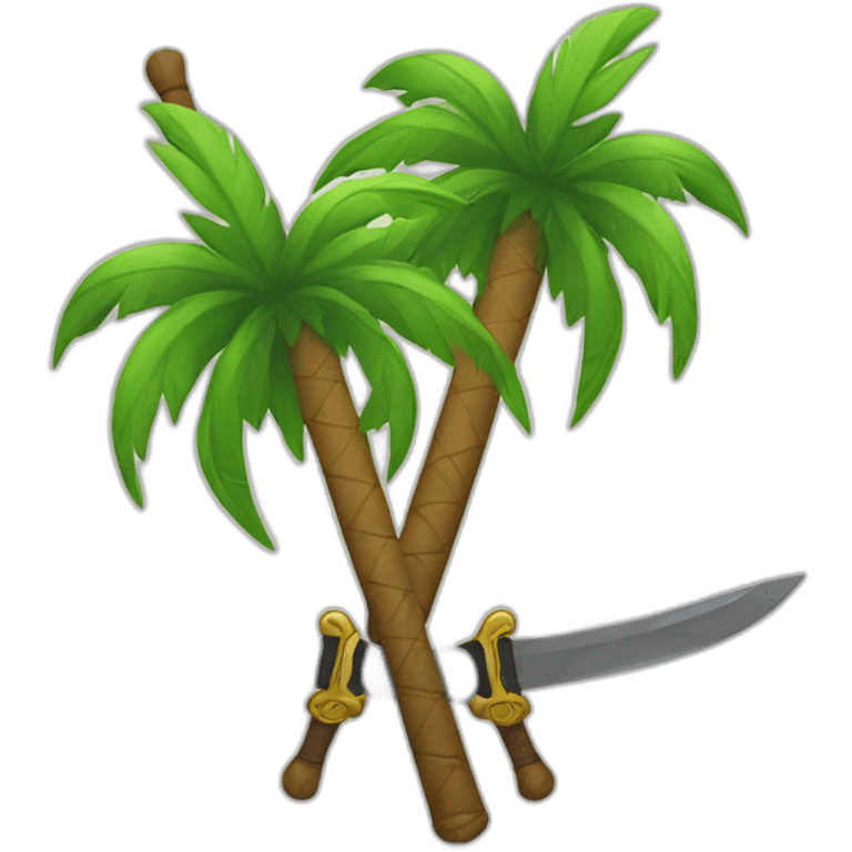 two crossed sword with one palm tree behind a swords emoji