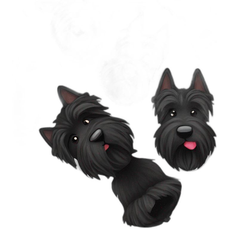 Senior Two black Scottish terrier kissing emoji