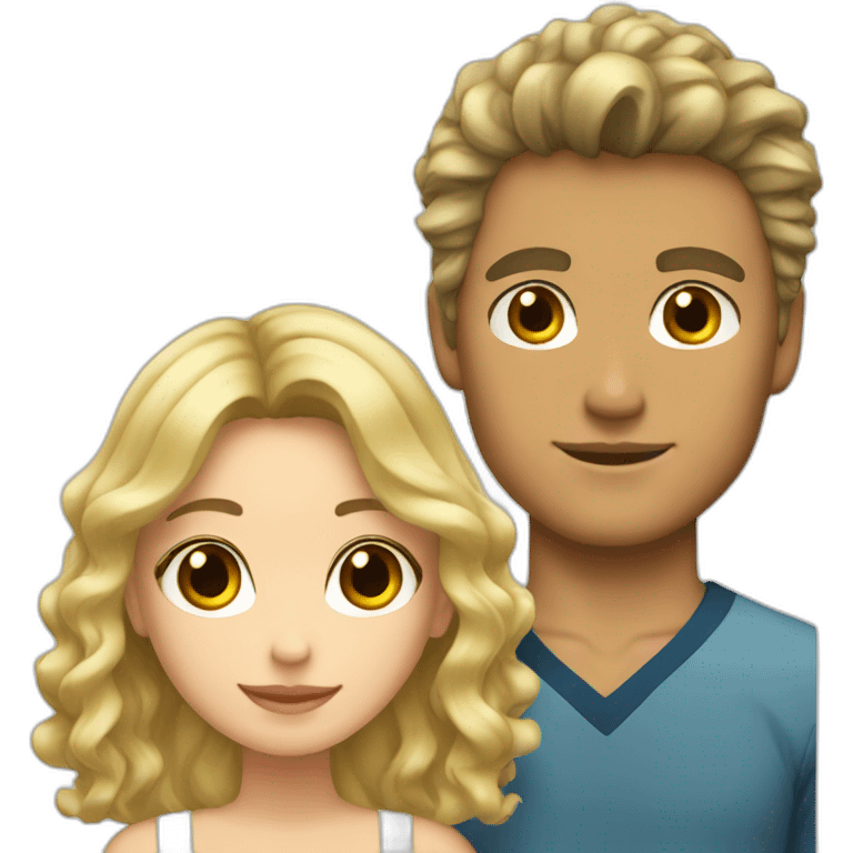 blonde wavy hair girl and tanned japanese boyfriend emoji