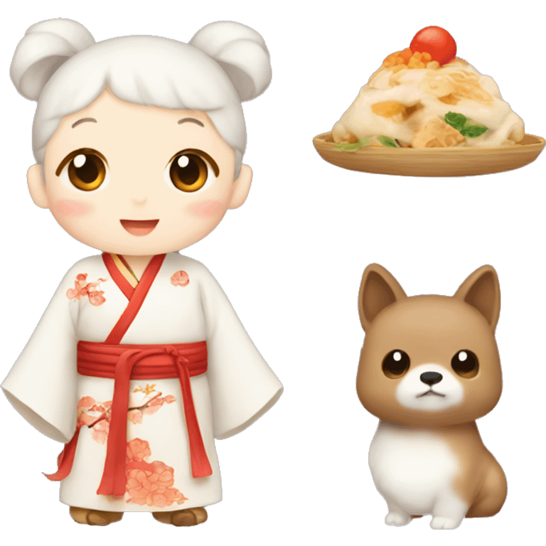 China cute aesthetic emoji, food or hanfu, animals emoji