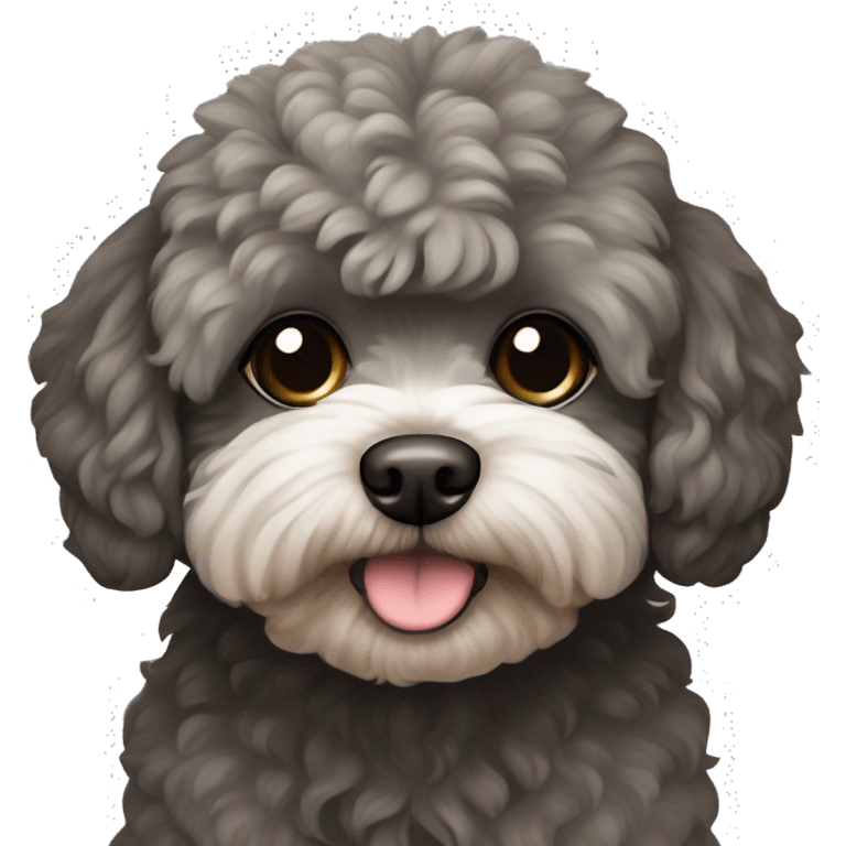 Dog maltipoo dark grey/brown fur sitting emoji