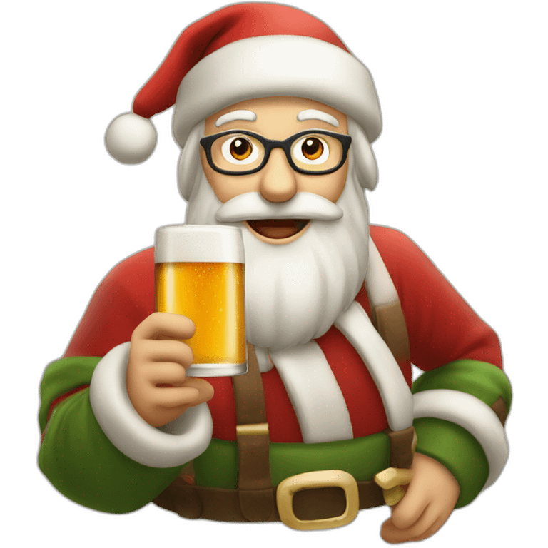 Père Noël qui offre un verre de bière emoji