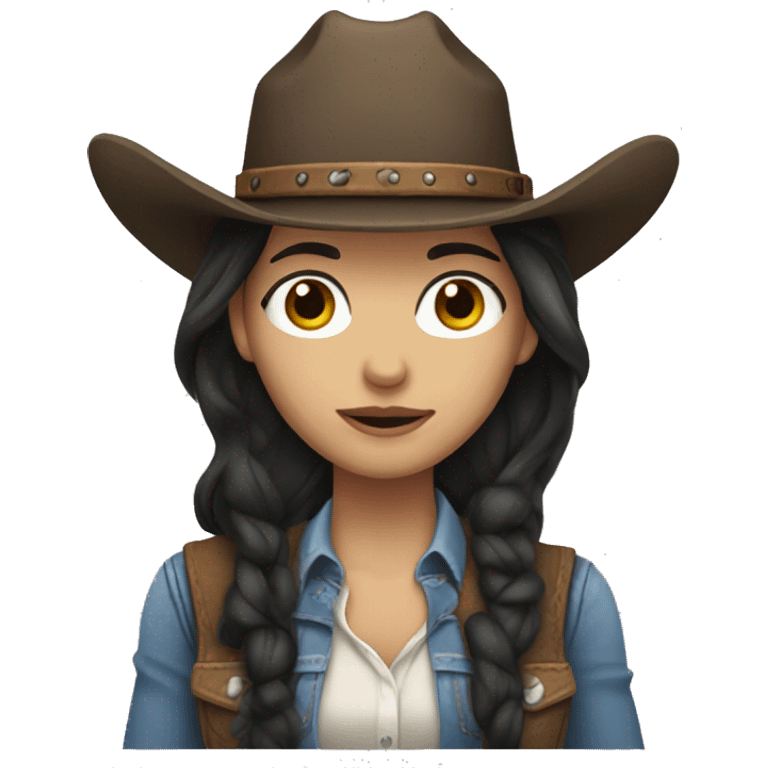 Cowgirl white skin and long dark hair emoji