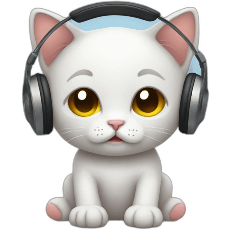 sad kitten listening to music with eyes closed emoji