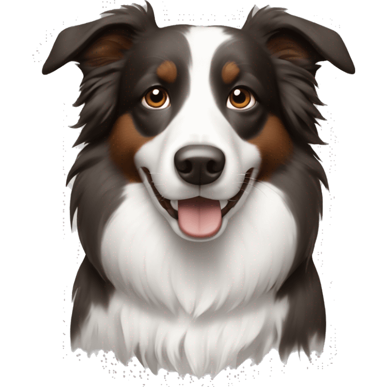 Bordercollie with brown and grey areas in white face  emoji