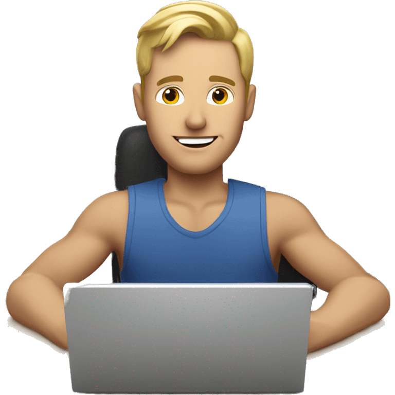 white man Video editor working on laptop emoji