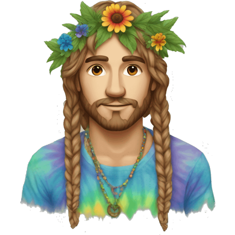 Tie dye hippie person flower crown tattoos hemp leaves emoji