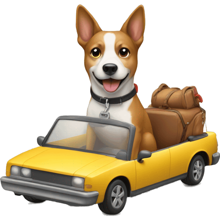 Dog riding a car emoji