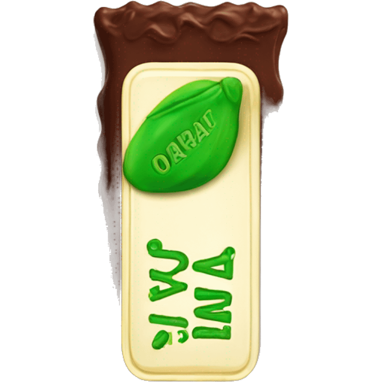 A bar of Dubai chocolate filled with Green pistachio cream emoji