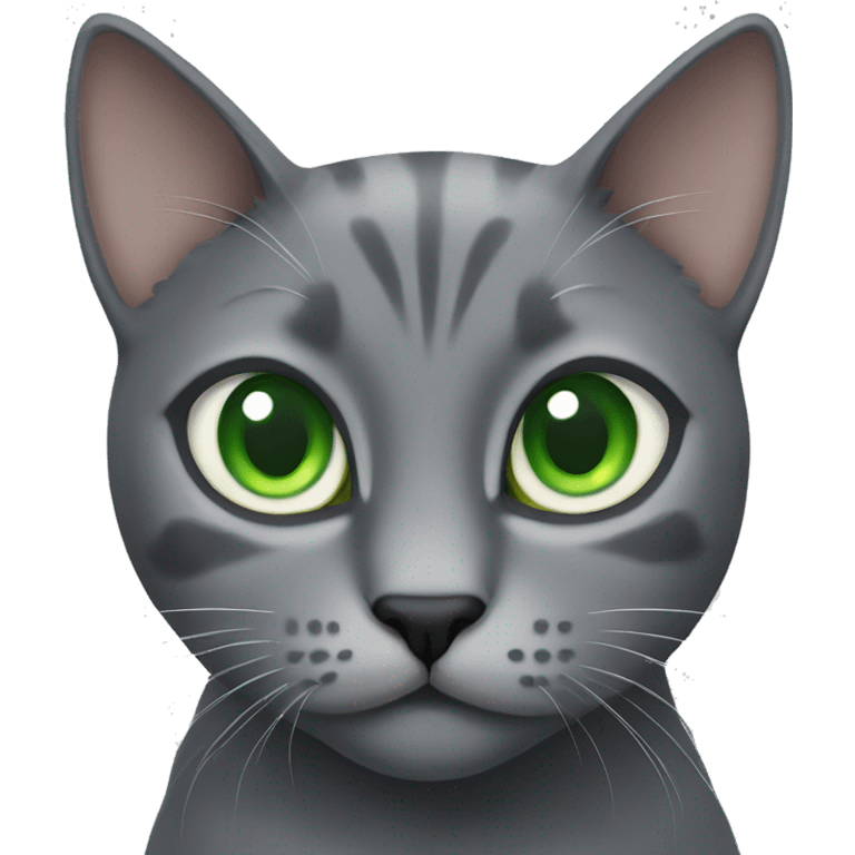 grey cat green eyes emoji