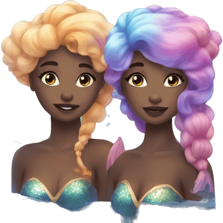 two mermaids, colorful, shimmer, beautiful, aesthetic emoji