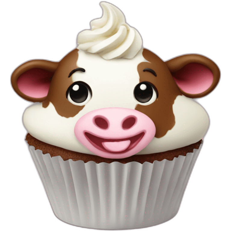 Happy cow cupcake emoji