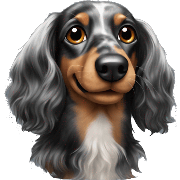 Long-haired black merle dachshund  emoji