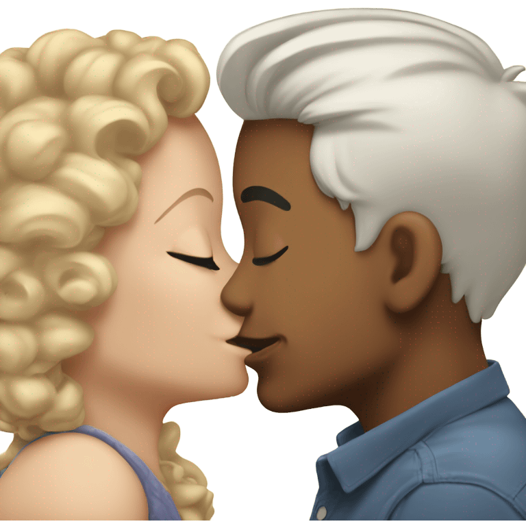 Gay kiss love older white younger white brown hair emoji