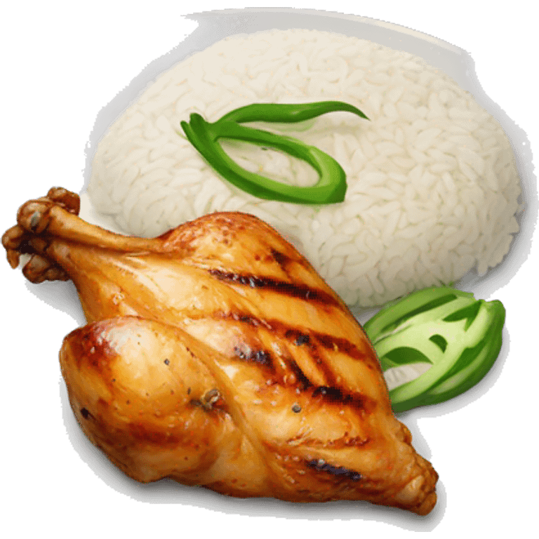 Grilled chicken with rice on a plate emoji