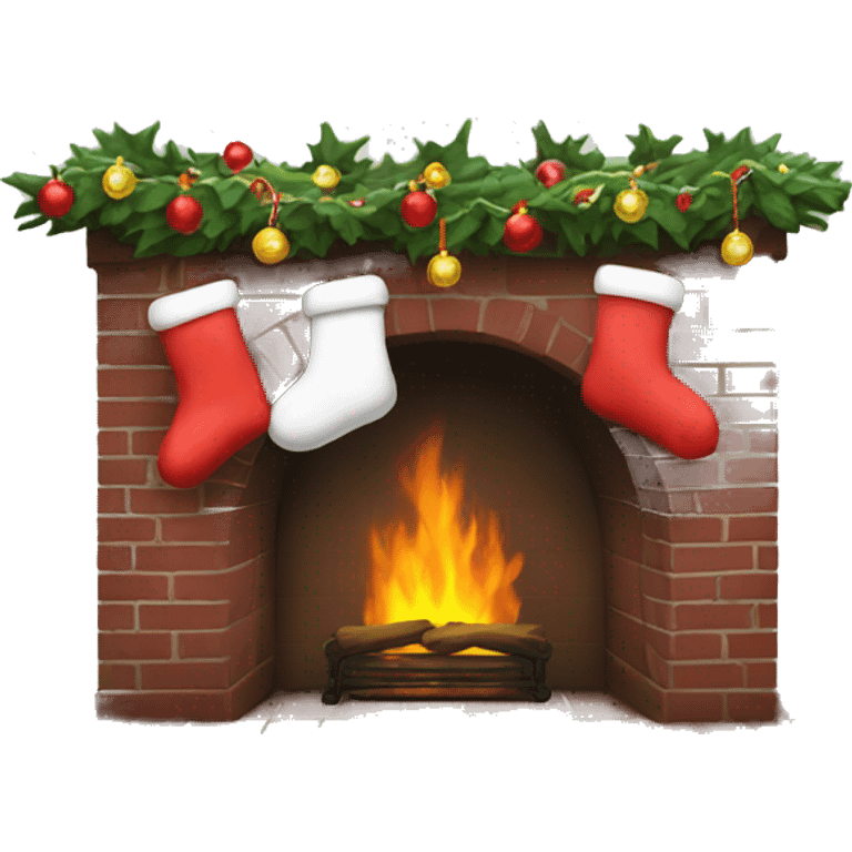 Fireplace whit Christmas socks  emoji