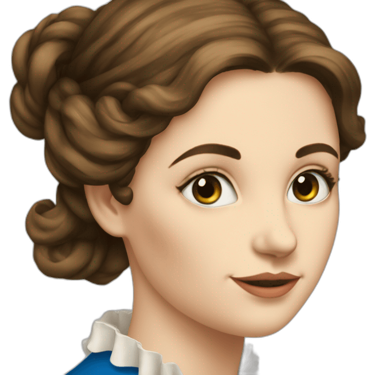 The folk french woman writing, blue eyes, brown hair, 18th century emoji