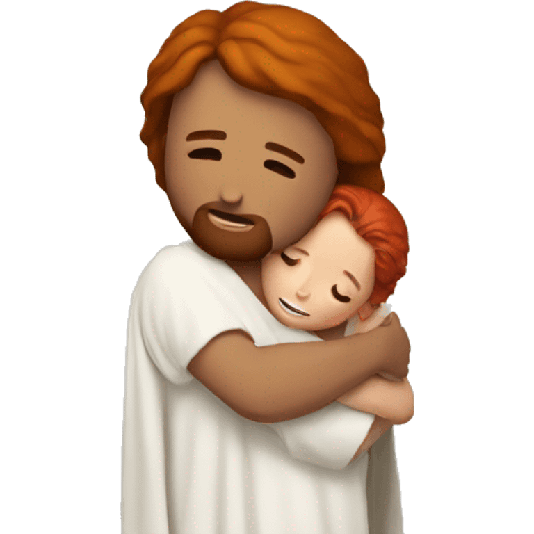 Jesus hugging red hair child  emoji