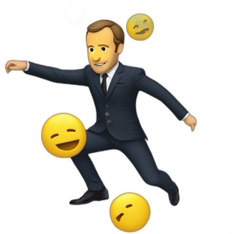 macron qui danse avec un gilet jaune emoji