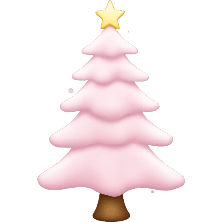 aesthetic christmas tree with snow and light pink decorations and star emoji