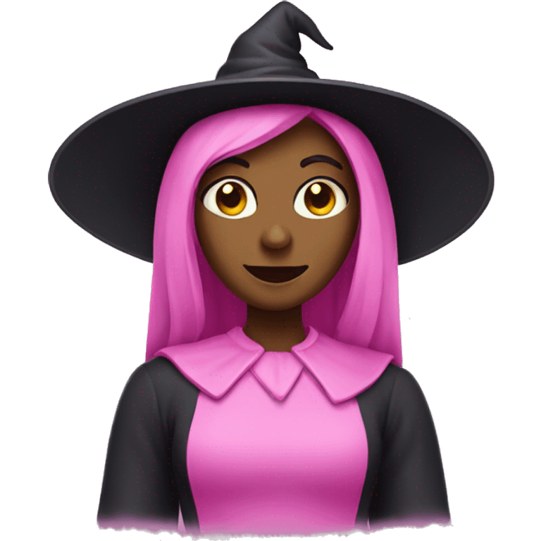 Witch wearing pink emoji