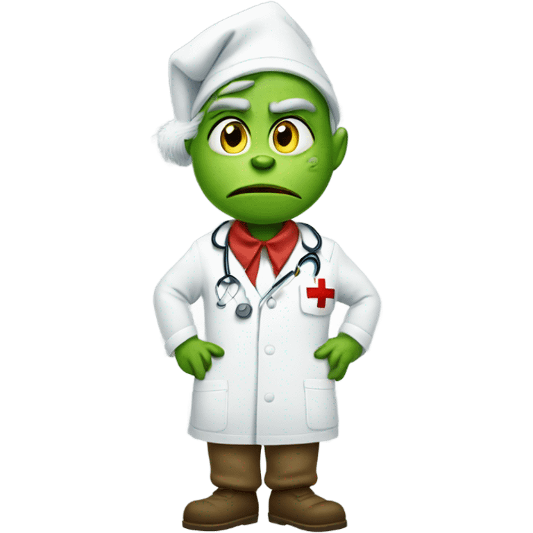 Grinch dressed like nurse emoji