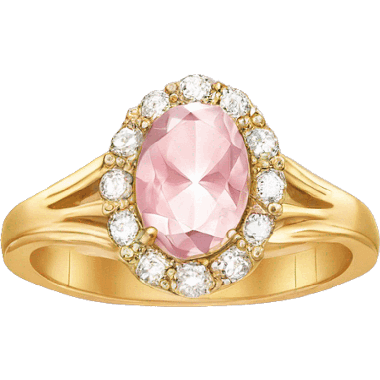 Oval engagement ring gold band pink nails emoji