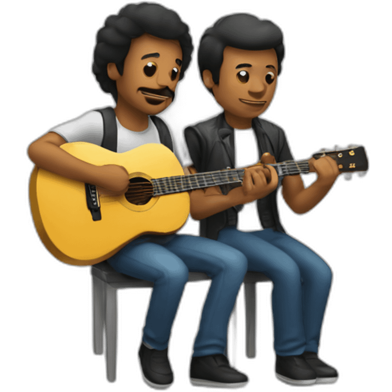 A man playing guitar and another man playing synthetizer  emoji