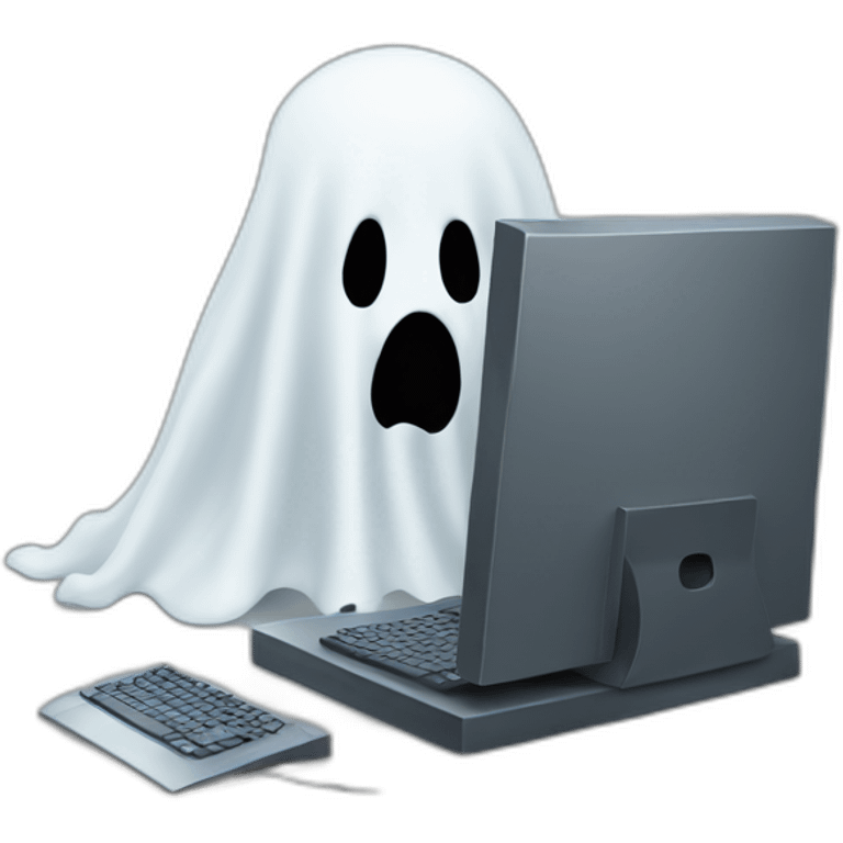 ghost with a computer emoji