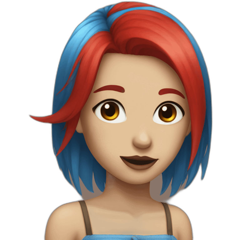 Girl with blue hair and red eyes emoji