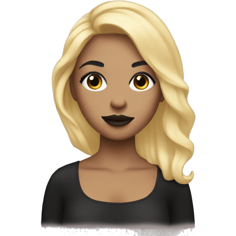 a girl with blond hair, and black makeup on her face emoji