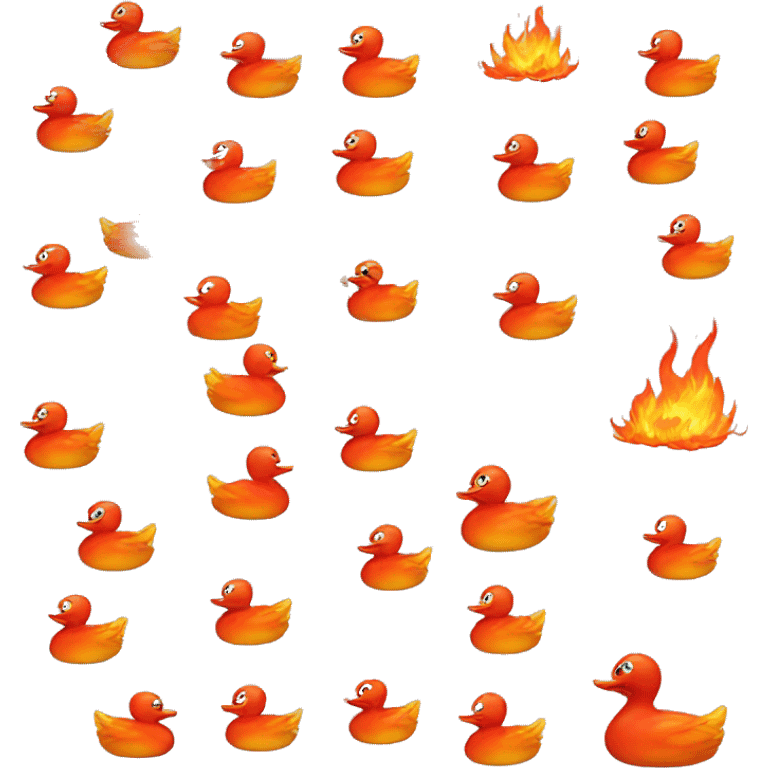 very angry red rubber duck with fire coming from its head emoji