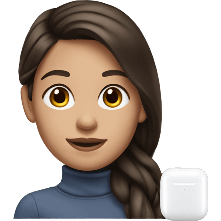 girl brunette with airpods emoji