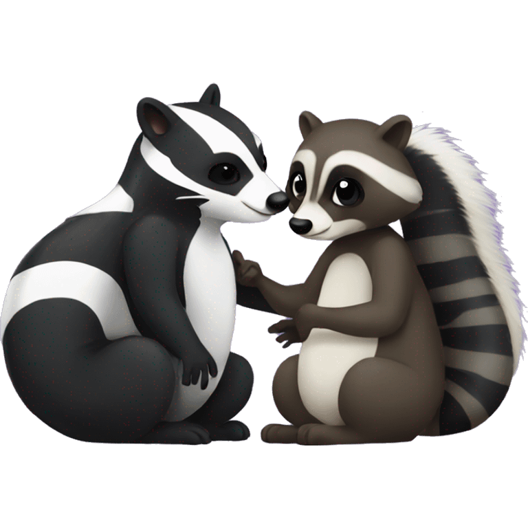 Skunk and Raccoon kissing emoji