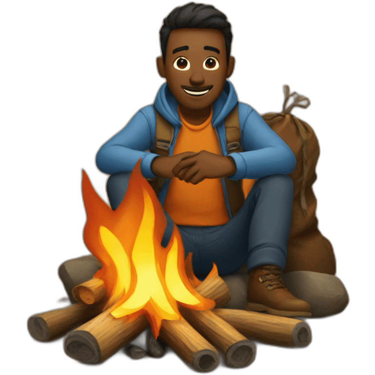 man and campfire emoji