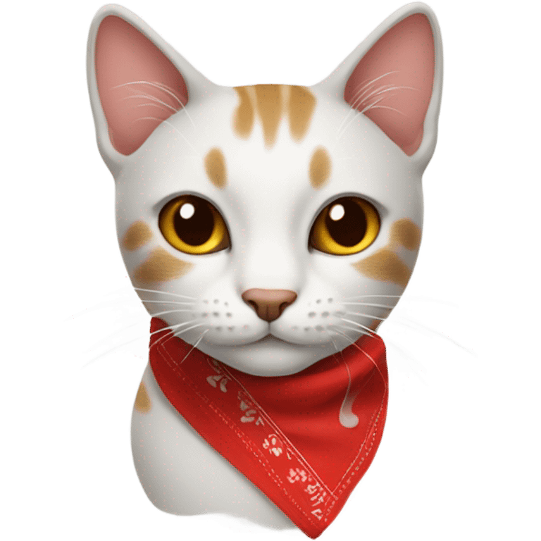 Cat wearing red bandana emoji