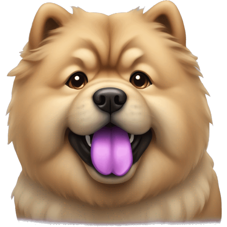 Chow chow dog with purple tongue emoji